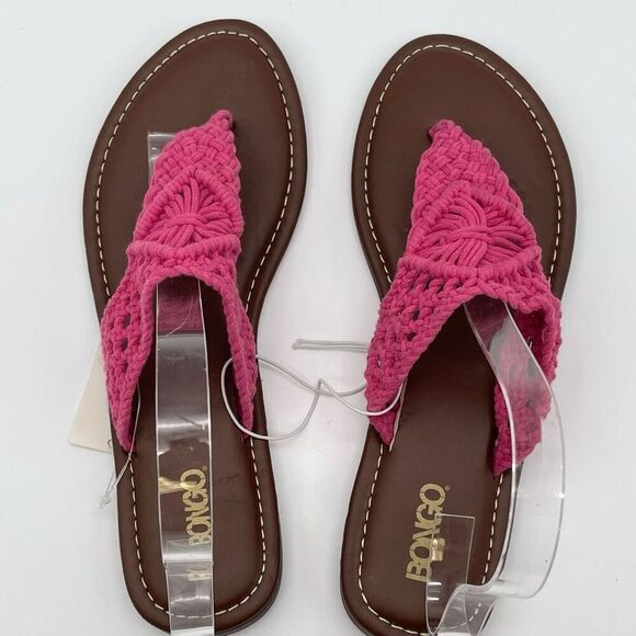 NWT BONGO Sandals Womens Size 9 Pink Crochet Strap Boho Macrame Thong Flip Flop - Picture 6 of 14
